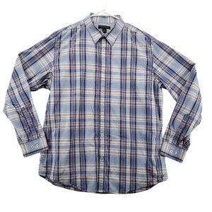 Banana Republic Shirt Men's Long Sleeve Button Up Plaid Oxford Purple XL